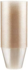 lot 19441 image: Oojami Gold Glitter Disposable Cups 9 oz aprox. 100 Count (Some cups cracked)