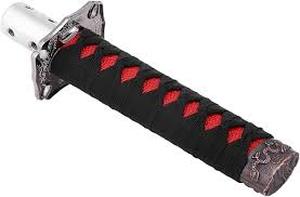 lot 20351 image: Japanese Katana Sword Handle with Black and Red Wrap