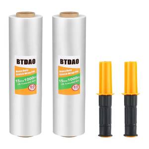 lot 1916 image: 2 Rolls Stretch Wrap 15x1000 Feet Stretch Film Shrink Wrap Packing Moving Suppliers for Shipping Moving Suppliers Packing Pallet Wrapping Surface Protection 60 Gauge (2 Rolls)