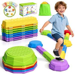 lot 1930 image: HYES Balance Beams Stepping Stones for Kids, Obstacle Courses Sensory Toys for Toddlers, Non-slip Jumping Step Stones Balance Beam Indoor & Outdoor Play Games Birthday Gifts for Boys Girls 3-5
