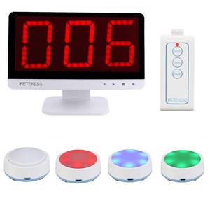 lot 1942 image: Retekess TM101 Wireless Buzzer System,Answer Buzzers with Lights & Sound,Add Up to 32 Buttons,262ft, Game Show Buzzers for Classroom,Family Feud Adult Trivia Game Night,Back to School