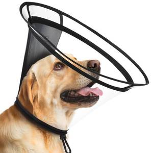 lot 1949 image: BONTHEE Clear Dog Cone Collar��Extra-Long Recovery E-Collar for Dogs, Transparent Adjustable Dog Cones Alternative for Small Large Medium Size Dogs,Protective Neck Brace with Soft Edges-XXXL