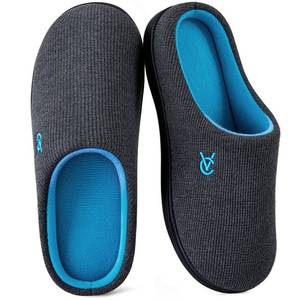 lot 1957 image: VeraCosy Womens Two-Tone Slippers Soft Comfy Knit Memory Foam Non-slip Indoor Outdoor House Shoes Charcoal Cobalt, 9-10 US