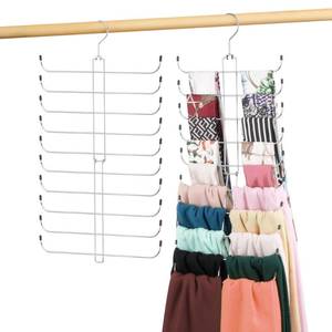 lot 2413 image: OMHOMETY Scarf Hanger for Closet, 20 Large Capacity Scarf Organizer, Space Saving Scarf Holder Hijab Rack Closet Organizers and Storage, Silver 1 Pack