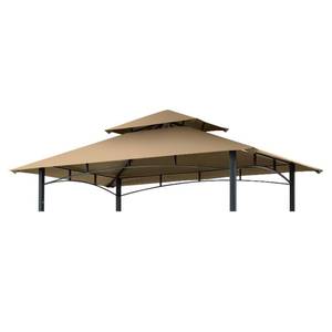 lot 2416 image: Grill Gazebo Replacement Canopy Roof - Figfeu 5x8 Double Tiered Outdoor BBQ Gazebo Canopy Top Cover Grill Shelter Cover Only Fit for Model L-GG001PST-F (Khaki)