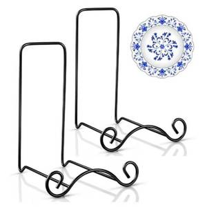 lot 2425 image: Baderke Wrought Iron Bowl Deep Platter Stand Detachable Metal Scroll Display Rack Easel Metal Bowl Display Stand Decorative Holder Dish Picture Easel(Black,1 Pcs)