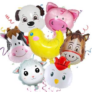 lot 2444 image: Farm Animal Balloons - Birthday Decorations Set Includes Cow, Donkey, Sheep, Pig, Chicken - Suitable for Kids Farm Theme Party
