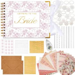 lot 4005 image: Humyoun Wedding Guest Book Letters to The Bride Scrapbook Wedding Memory Book Bridal DIY Blank Paper Scrapbook Photo Album Guest Sign with Pearl Stickers(8.5 x 7 Inch,Floral,Pink)