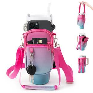 lot 4029 image: linmaya Water Bottle Carrier Bag for Stanley Cup 4030oz with Phone Holder Pockets,Neoprene Water Bottle Cross-body Bag with Adjustable Shoulder & Hand Strap Stanley Cup Accessories