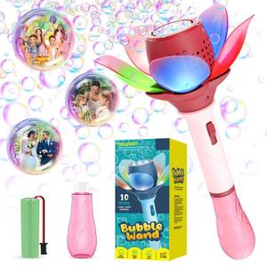 lot 4030 image: Panamalar Electric Bubble Wand for Kids, Light Up Automatic Bubble Machine Blower with Lights10000 Bubbles120ml Solution, Rechargeable Flower Bubble Wand Maker Toys for Outdoor Party Wedding