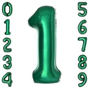 lot 4410 image: Dark Green Number 1 Balloons Large Emerald Green Number Balloons 40 Inch Jungle Safari Birthday Party Supplies Graduation Decorations Forest Green 1 Balloon