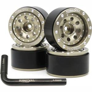lot 4411 image: hobbysoul Adjustable Offset 1.0 Beadlock Wheels Champagne Color, Negative & Positive Heavy Rims 21gRim for Axial SCX24 90081 Other 124 RC Micro Crawler, (4-Pack)