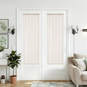 lot 4414 image: DUKIYO Linen Blended French Door Curtain for Kitchen Doorways Side Door Window 25 x 72 Inches Long Curtains 2 Panels Natural Privacy Protection Semi Sheer Light Filgtering Curtains Beige Rod Pocket