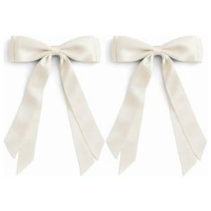 lot 4417 image: Hair Bows Clips for Women Girls, 2 Pack Satin Bow with Long Tail, Hair Barrettes Accessories for Ponytails - Beige