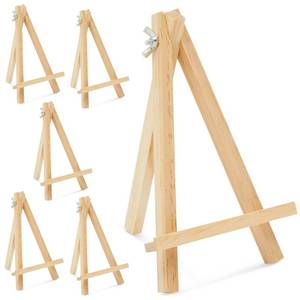 lot 4425 image: Juvale Mini Easel Stand - 7 in, Light Brown Lotus Wood, 6-Pack - Table & Desktop Display Stand - Place Card Holder & Photo Display