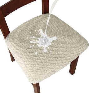 lot 4428 image: Genina Waterproof Seat Covers for Dining Room Chairs Covers Dining Chair seat Covers Kitchen Chair Covers slipcovers (Beige, 6 Pcs)