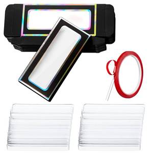 lot 4430 image: Crtiin 60 Pcs Empty Press on Nails Packaging Box Set 30 Clear Glitter Paper Eyelash Storage Box and 30 Acrylic Nail Display Stand Holder with 1 Red Double Sided Tapes for Salon Home Office