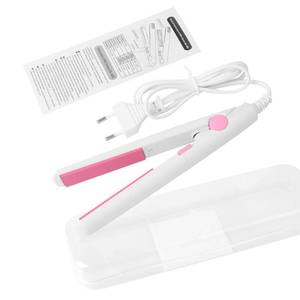 lot 4434 image: 2 in 1 Mini Hair Straightener, US Plug, Ceramic Tourmaline Plate, Beauty Flat Iron Heating Curler Small Lightweight Portable Mini Flat Iron Curler for Home (White)
