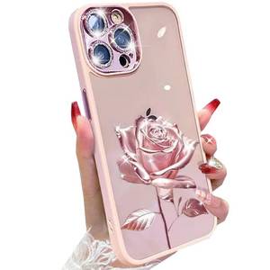 lot 4437 image: Changjia for iPhone 16 Pro Max Fairy Rose Clear Case,Cute Flower Floral with Glitter Bling Sparkly Camera Lens Protector Soft TPU Bumper Shockproof Women Girls Case for iPhone 16 Pro Max 6.9 (Pink)