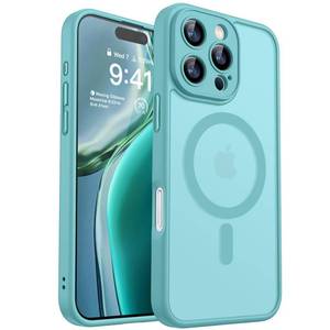 lot 4442 image: CANSHN Magnetic Compatible with iPhone 16 Pro Case, Upgraded Full Camera Protection Compatible with Magsafe Translucent Matte Shockproof Protective Phone Cover 6.3 Inch - Teal
