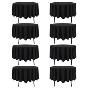lot 4450 image: CKIKU 8 Packs Round Tablecloth 60 Inch Black Tablecloths for Circle Tables, Washable Polyester Fabric Tablecloths, Wrinkle Resistant Table Cloth Round Cover for Wedding Party Banquet Dining