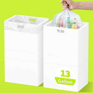 lot 4451 image: Kaiferty 13 Gallon Disposable Trash Cans for Parties, 2 Pack Extra Large Collapsible Pop Up Trash Can with Handles, Portable Cardboard Garbage Can & Recycling Bin for Party Kitchen Camping, White