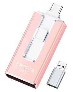 lot 4463 image: MFi Certified 256GB Flash Drive for iPhone, 3 in 1 Type-C USB Memory Stick Thumb Drive for Photos Videos (Pink)