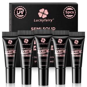 lot 4473 image: Luckyfairy 5pcs Super Strong Nail Glue for Press On Nails, Fast-Drying No Lamp Needed, Semi Solid Soft Glue Gel for Acrylic Fake Nails Tips, Mess-Free Precision Mini Tubes 2ml5, Long Lasting
