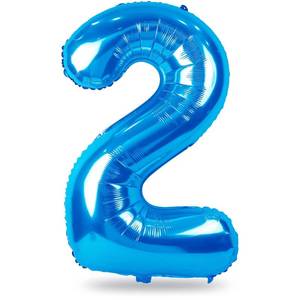 lot 4491 image: Blue 2 Balloons, 40 Inch Large Foil Number Balloons Set 0-9, Self Inflating Digital 2 Helium Balloon for Boys Men 2nd 12th 20th Age Birthday Anniversary Party Decorations Photo Shoot Supplies