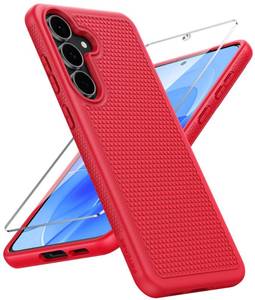 lot 4497 image: FNTCASE for Samsung Galaxy S25 FE Case Shockproof Protective Lightweight with Screen Protector Duty Rugged Cell Phone Cover Non Slip  Military Grade Drop Protection for S25FE(Red, 6.7inches)