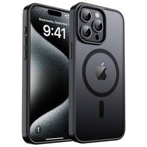 lot 4499 image: zapica Magnetic for iPhone 15 Pro Case, Compatible with MagSafe Military Grade Drop Protection Translucent Matte Shockproof Anti-Scratch Phone Cover, Black