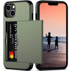 lot 4500 image: Nvollnoe for iPhone 14 Case with Card Holder Heavy Duty Protective Dual Layer Shockproof Hidden Card Slot Slim Wallet Case for iPhone 14 for Women&Men(Green)