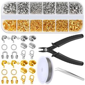 lot 4504 image: Acejoz 1200 Pcs Crimp Beads Supplies for Jewelry Making, Including Crimp Covers, Crimp Tubes and Wire Guardians, Lobster Clasps, Jump Rings, Crimping Pliers and Beading Wire for Bracelets Making