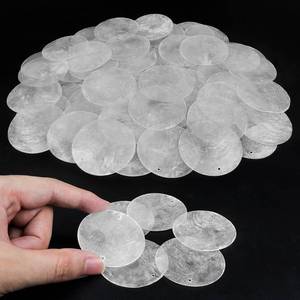 lot 6094 image: TaoQ C 60 PCS Capiz Shells Round Natural Shells, 2 Inch White Round Capiz Shells with 2 Holes for Wind Chimes Curtain Shell Garland DIY Craft Wedding Home Decor