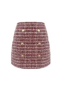 lot 6102 image: HERBATOMIA Womens Plaid Mini Pencil Skirt Vintage Red Above Knee Length Short Bodycon High Waist Winter Skirts for Women