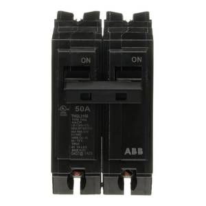 lot 6118 image: ABB Q-Line� THQL2150 50A Circuit Breaker �� 50 Amp Double Pole Breaker, 120240 VAC, 10 kAIC �� Thermal Magnetic Trip �� Long-Time & Instantaneous Protection (LI) �� Plug-in Mount