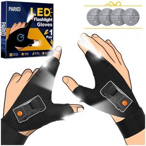 lot 6121 image: PARIGO LED Flashlight Gloves Gifts for Men Women Christmas Stocking Stuffers for Men Husband Boyfriend Fathers Dad Who Have Everything, Waterproof Lighted Glove Fishing Gift for Birthday Cool Gadgets