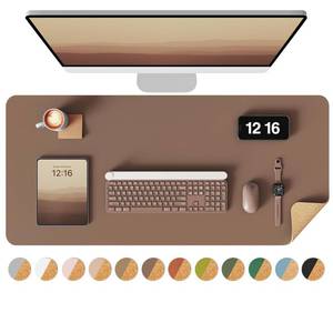 lot 6139 image: YSAGi Double-Sided Desk Pad, 31.5x15.7Leather Desk Mat, Eco Cork Desk Pad Protector,Large Mouse Pad,Waterproof Desk Blotter for OfficeHome(Coffee)