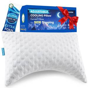 lot 6150 image: btasleeep Side Sleeper Pillows for Neck & Shoulder Comfort - Ergonomic Curved Crescent Design, Adjustable Shredded Memory Foam, Cooling & Soft Cover, Extra Fill Included, Queen Size