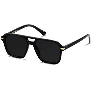 lot 6153 image: ANDWOOD Polarized Aviator Sunglasses for Women Men Retro 70s 80s 90s Aviators Trendy Square Pilot Vintage Shades Super Dark Black Lens Sensitive Eyes