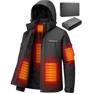 lot 6235 image: Brimekey Heated Jackets for Men with Fleece Lining, 20000mAh 7.4V Battery Pack Mens Heated Coat, 6 Heating Zones Windproof Waterproof Electric Hoodie Jacket Skiing Hunting size 3XL