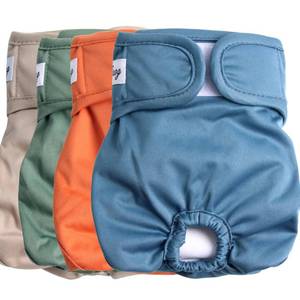 lot 6271 image: JoyDaog Female Dog Diapers for Large Dogs,4 Pack Reusable Washable Premium Doggie Diapers for Heat,Incontinence,Period Doggy Nappies,XL