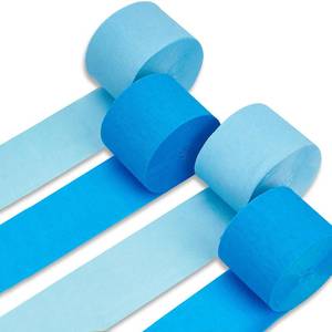 lot 6275 image: PartyWoo Blue Crepe Paper Streamers 4pcs 328ft Pack of Light Sky Blue Crepe Paper Streamers for Birthday Gender Reveal Baby Shower Graduation Pool Mermaid Under The Sea Theme Party Decorations