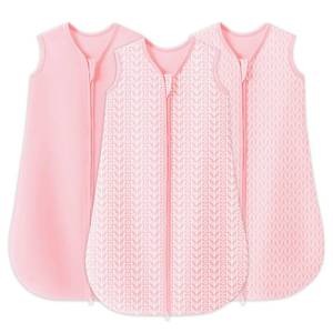 lot 6296 image: SWEET DOLPHIN Baby Sleep Sack 0-6 Months - 100% Cotton 2-Way Zipper TOG 0.5 Infant Wearable Blanket, Newborn Essentials Toddler 3 Pack Sleeping Sacks - Pink