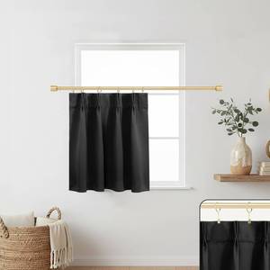 lot 6298 image: Lino Rosa Basement Window Curtains 18 Inch Length, Easy Sliding Pinch Pleated Small Panel, Blackout Insulated Basement Window Well Covers, 24 W x 18 L, Black