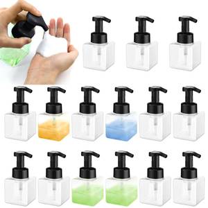 lot 6304 image: 8.5 oz Foaming Soap Dispenser Plastic Foaming Pump Bottle, Refillable Dispenser with Plastic Pump, Empty Hand Bottles for Liquid Soap, Shampoo, Bathroom,Hotel,Restaurant (15, Transparent)