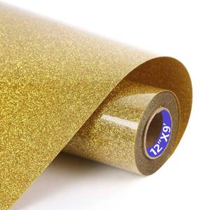 lot 6309 image: HTVVETUR HTV Vinyl Rolls Heat Transfer Vinyl - 12 x 9ft White HTV Vinyl for Shirts, Iron on Vinyl for Cameo - Easy to Cut & Weed for Heat Vinyl Design (J006 Glitter Golden-9ft)