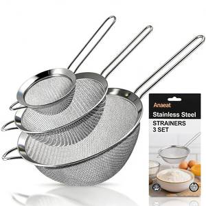lot 6322 image: Anaeat Fine Mesh Strainers - Premium Stainless Steel Colander Sieve Sifters, with Durable Mesh and Sturdy Handle, Excellent for Sifting Dry ingredients, Flour, Pastas, Rice, Tea (2.84.737.09)