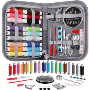 lot 6326 image: Coquimbo Sewing Kit Gifts for Adults Teen Grils Women Mom Grandma, Portable Sewing Supplies Contains Tape Measure, Scissors, Thimble, Thread, Sewing Needles (Gray, M)
