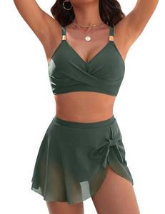 lot 6329 image: Blooming Jelly Womens 2 Piece Swimsuit Flattering High Waisted Bikini Sets Two Piece 2026 Swim Skirts (XXL, Army Green)